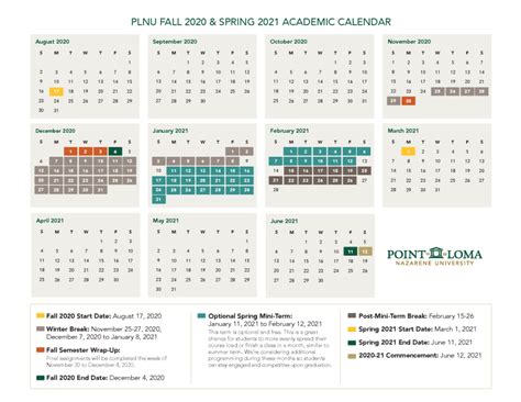 Point Loma Nazarene Academic Calendar